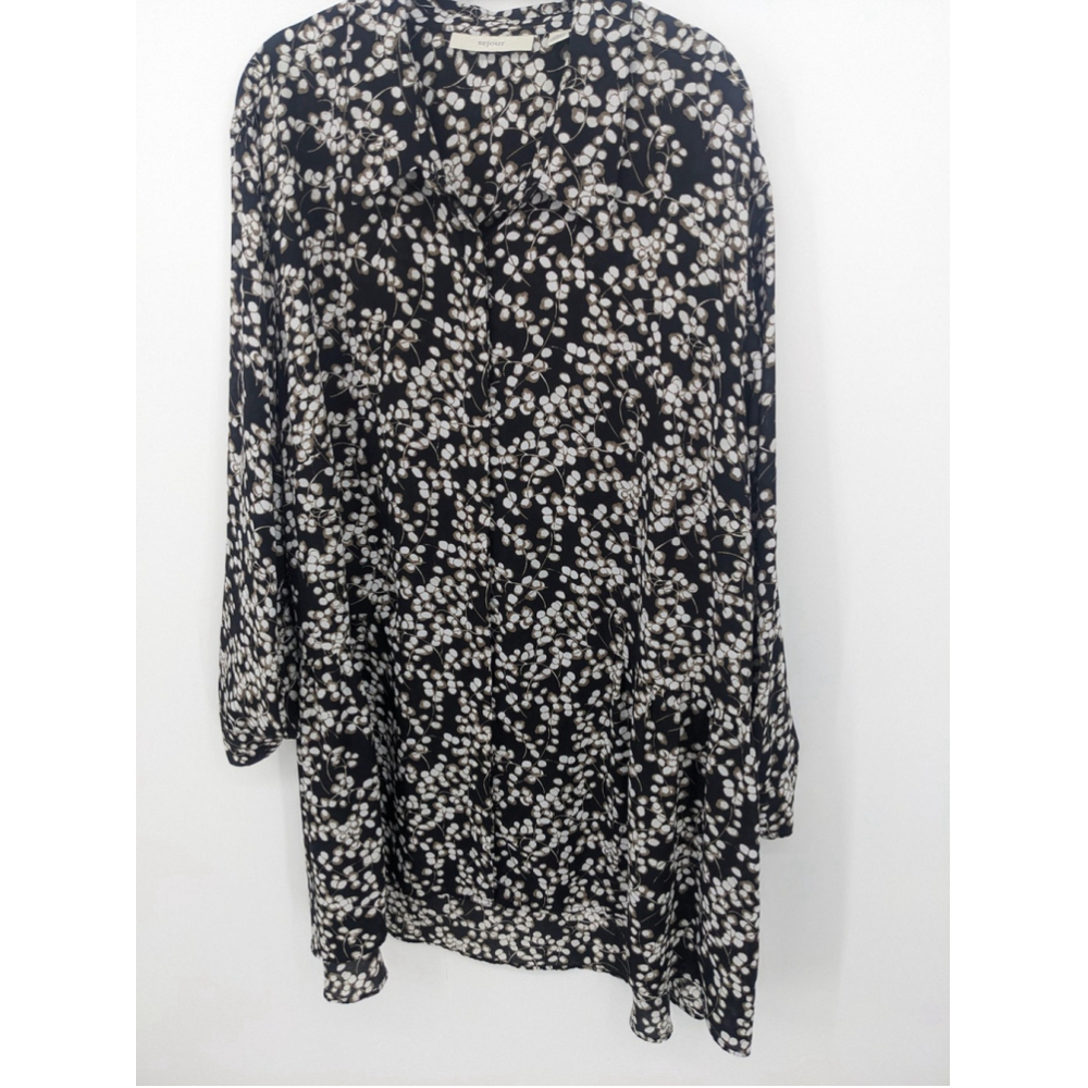 Sejour Tunic Blouse Womens 3X Black Peplum Floral Print Long Sleeve Top Plus - Picture 2 of 8